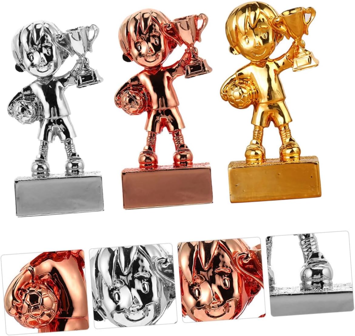 HANABASS 3Pcs Football Trophy Award Trophies Plated for Soccer Fans and Desktop Decorations Reward Prizes for Sports Events