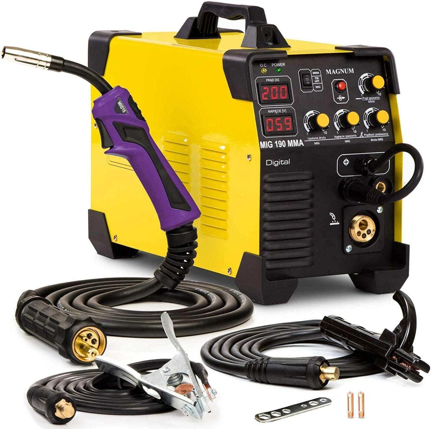 Welder kit Welding Machine Magnum MIG 190 Arc Welder MMA Gasless no Gas Flux 200 AMP Portable Inverter IGBT Welder Machine