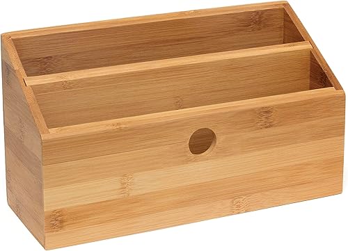 Lipper International 808, organizador de correo de 2 compartimientos, de bambú.
