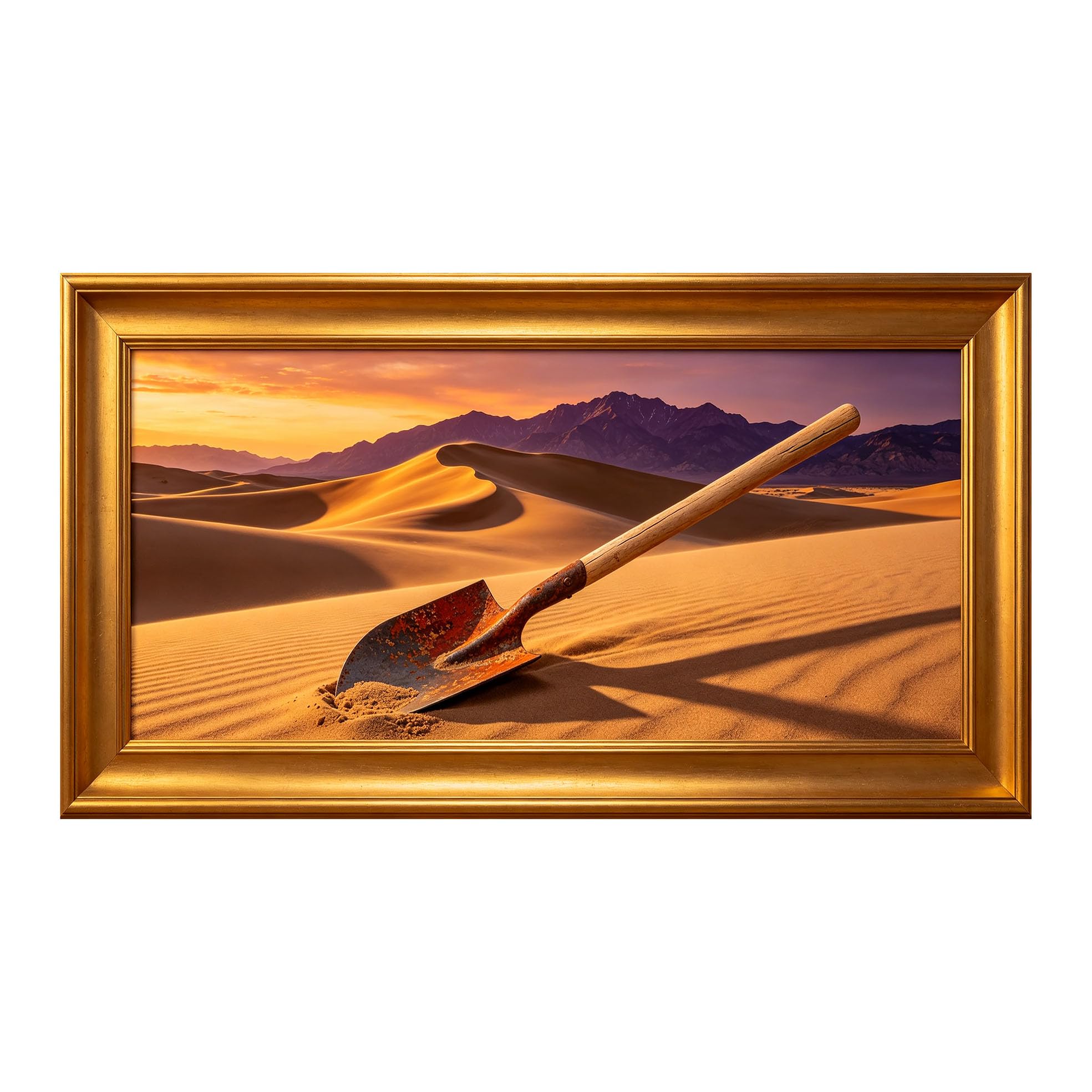 Yzpallescene 3D Framed Wall Art 50cm×100cm Desert Sand Dune Mountain Sunset Realistic Panoramic Large Size SelfAdhesive Removable Wall Decor Prints Artwork for Living Room Bedroom Office