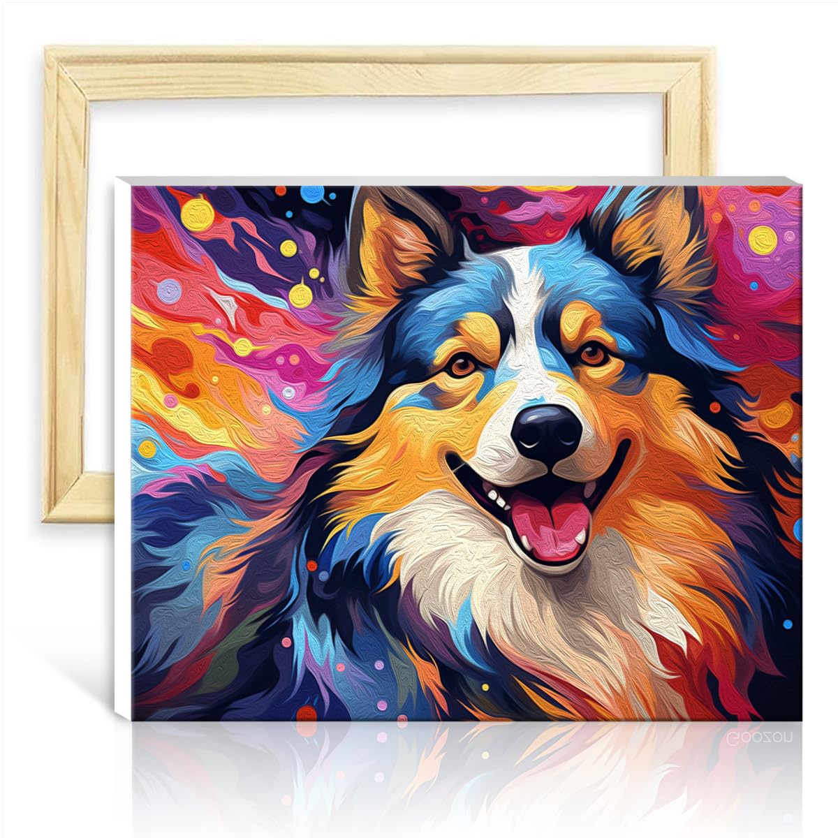 TANGFEIY Paint by Numbers Finnish Lapphund DIY Oil Paint by Number On Canvas with Brushes and Acrylic Pigment House Art Deco Crafts DIY Frame(40x50cm) โ image 1