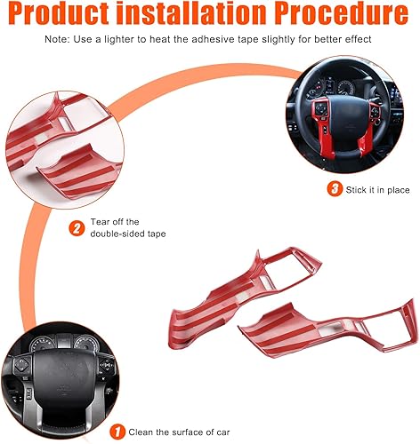 Miniatura 7 de Calcomanías para volante de coche, ABS, accesorios para Toyota Tacoma 2014-2020 Tundra 4Runner 2010-2019 4Runner 4WD N280 2014-2019 (rojo,