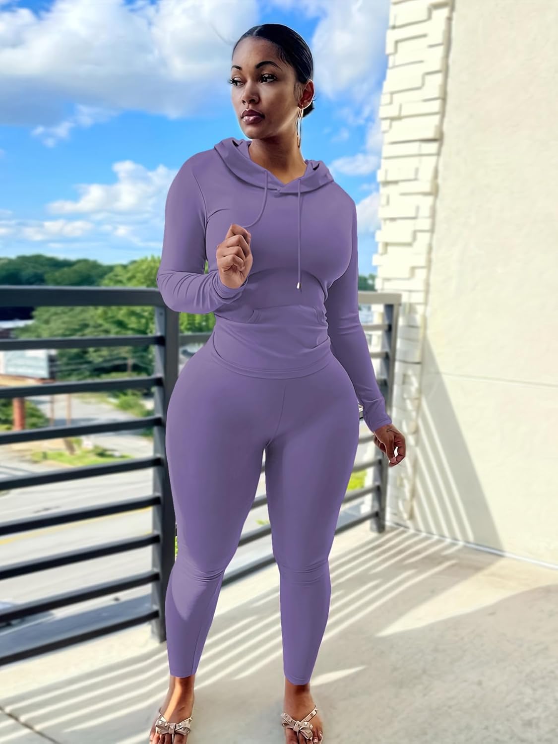 Nimsruc 2 Piece Outfits For Women Sweatsuits Sets Hooded Tracksuit Long Sleeve Pullover Jogger Sweat Pants Set - Image 2