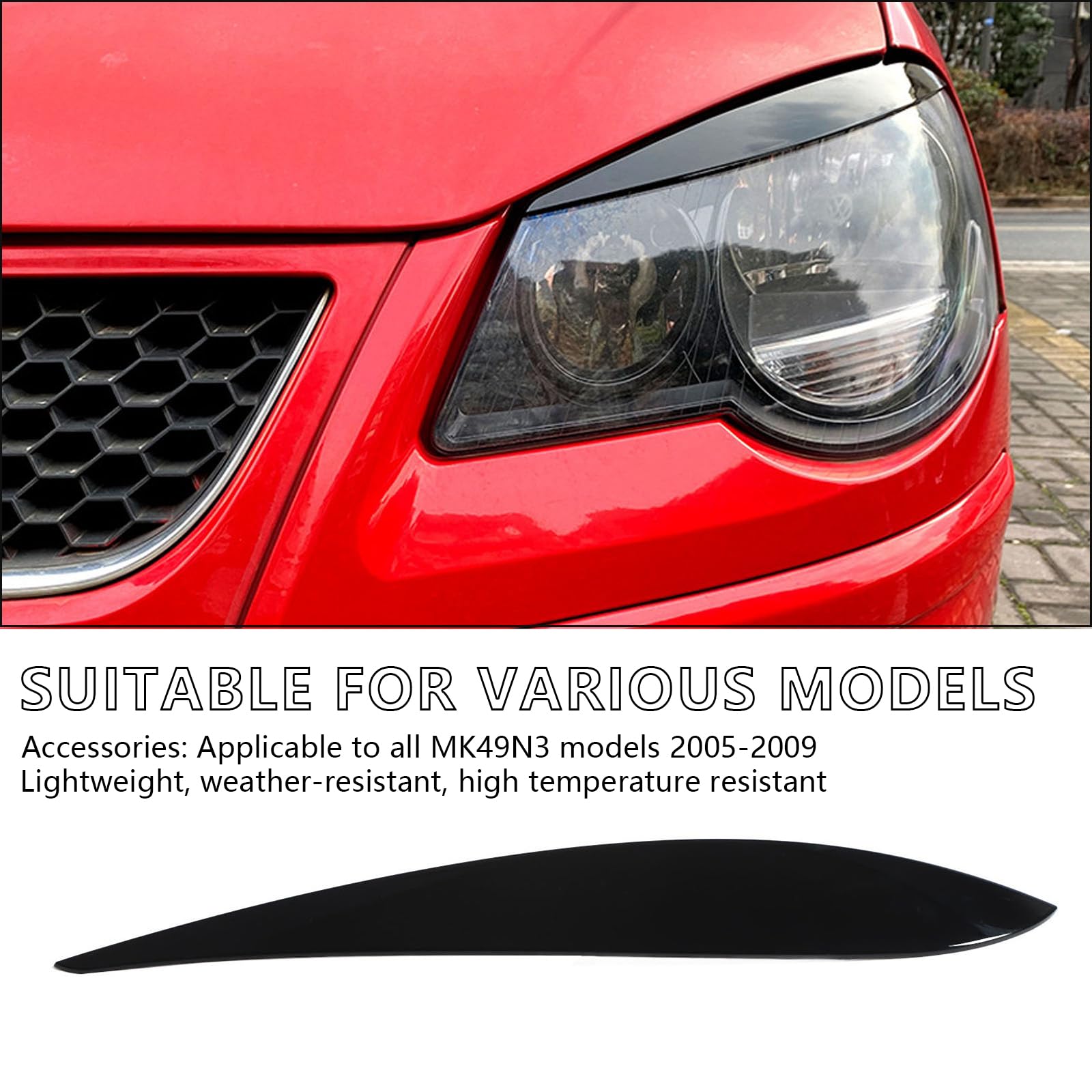 Fari Anteriori Sopracciglia Abs Nero Lucido Antigraffio Facile Installazione Adesivi Decorativi Esterni Per Auto Compatibili Per Polo MK4 9N3 Tutti I Modelli 2005-2009