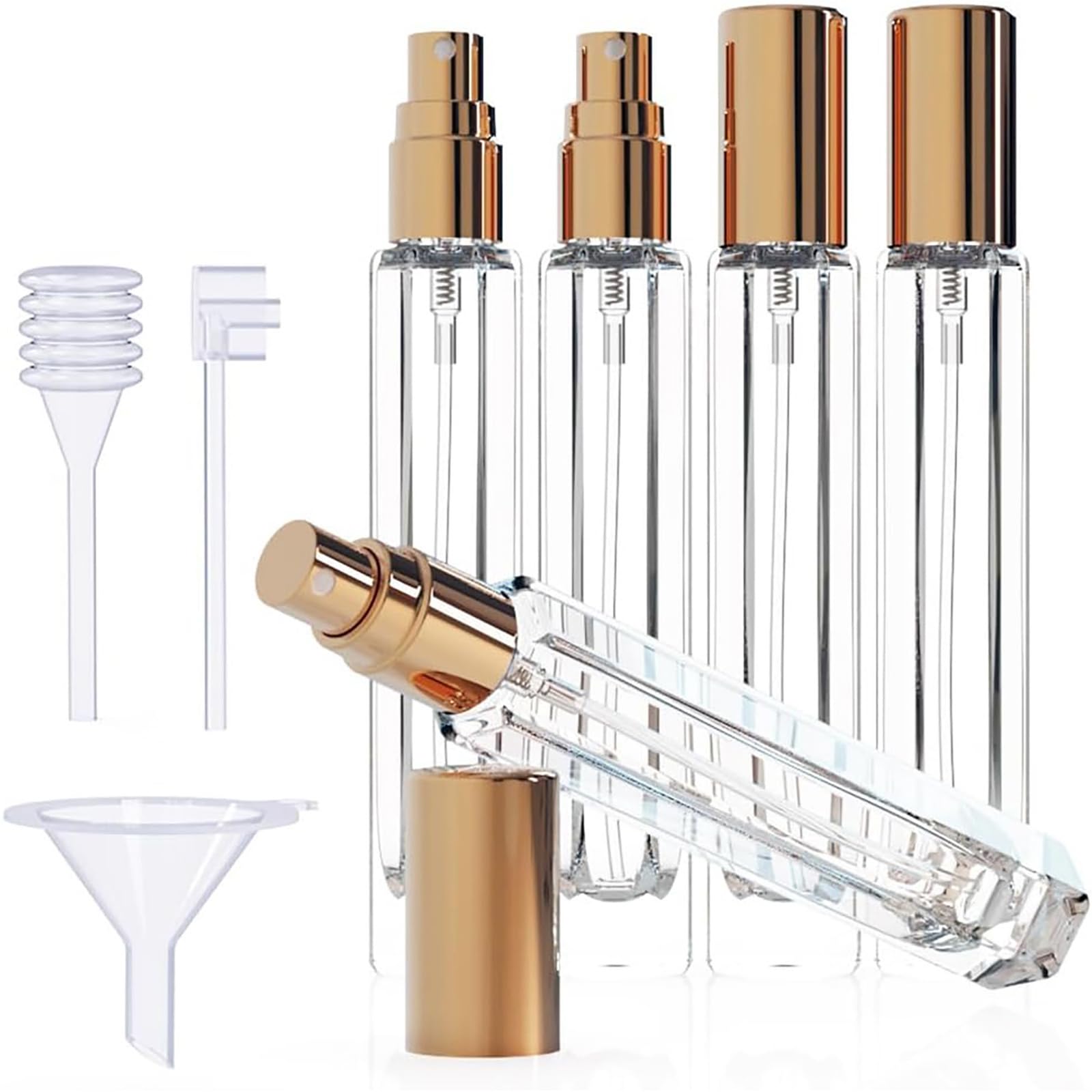 Shurhome 5PCS Glass Perfumes Atomizer Set Leakproof Travel Sprayers Bottle Includes Refilling Accessories Fragrances Container Travel Perfumes Atomizer Refillable