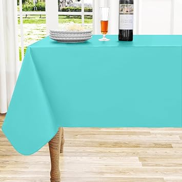 homing Square Vinyl Tablecloth, Waterproof Spillproof Plastic Flannel Backed Table Cloth, Wipe Clean Table Cover for Dining, Buffet Parties and Camping Teal, 54" x 54"