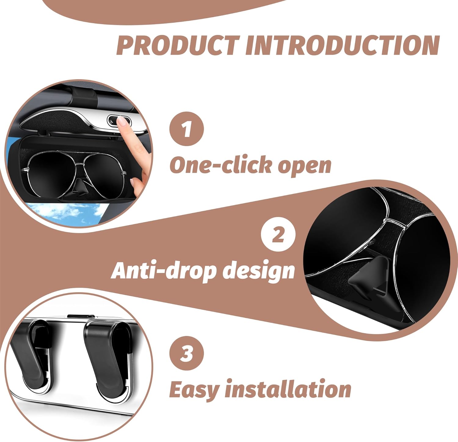 Sunglasses Holder for Car Sun Visor, Protective Automotive Eyeglasses Storage Case Hanger, Car Sunglass Holder Suitable for Truck and Sedan to Place Sunglass (Black)