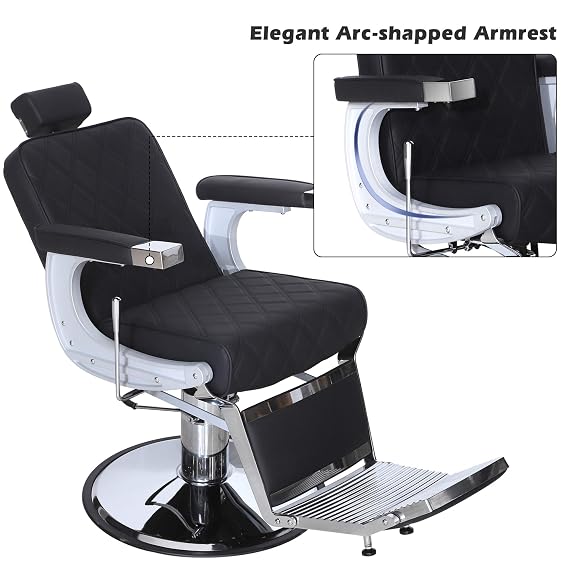 BarberPub Classic Heavy Duty Barber Chair for Hair Stylist, 3825(All Black)