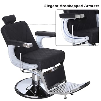 BarberPub Classic Heavy Duty Barber Chair for Hair Stylist, 3825(All Black)
