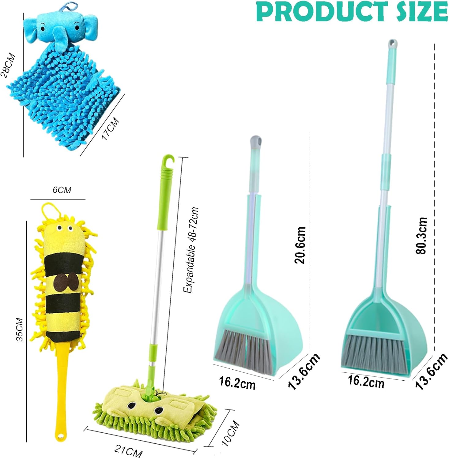 Kid's Housekeeping Cleaning Tools Set-Kids Cleaning Set 5 Piece -Pretend Play Home Cleaning Kit, Include Mop,Broom,Dust-pan,Duster Brush,Towel