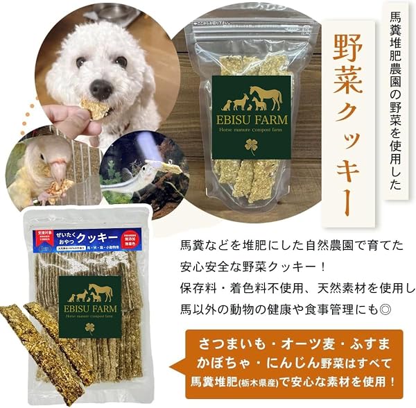 うさぎ おやつ 天然素材手作りクッキー 自然農法 有機野菜 無添加 無着色 ペット用 犬 猫 ハムスター 馬 (200g) - 3