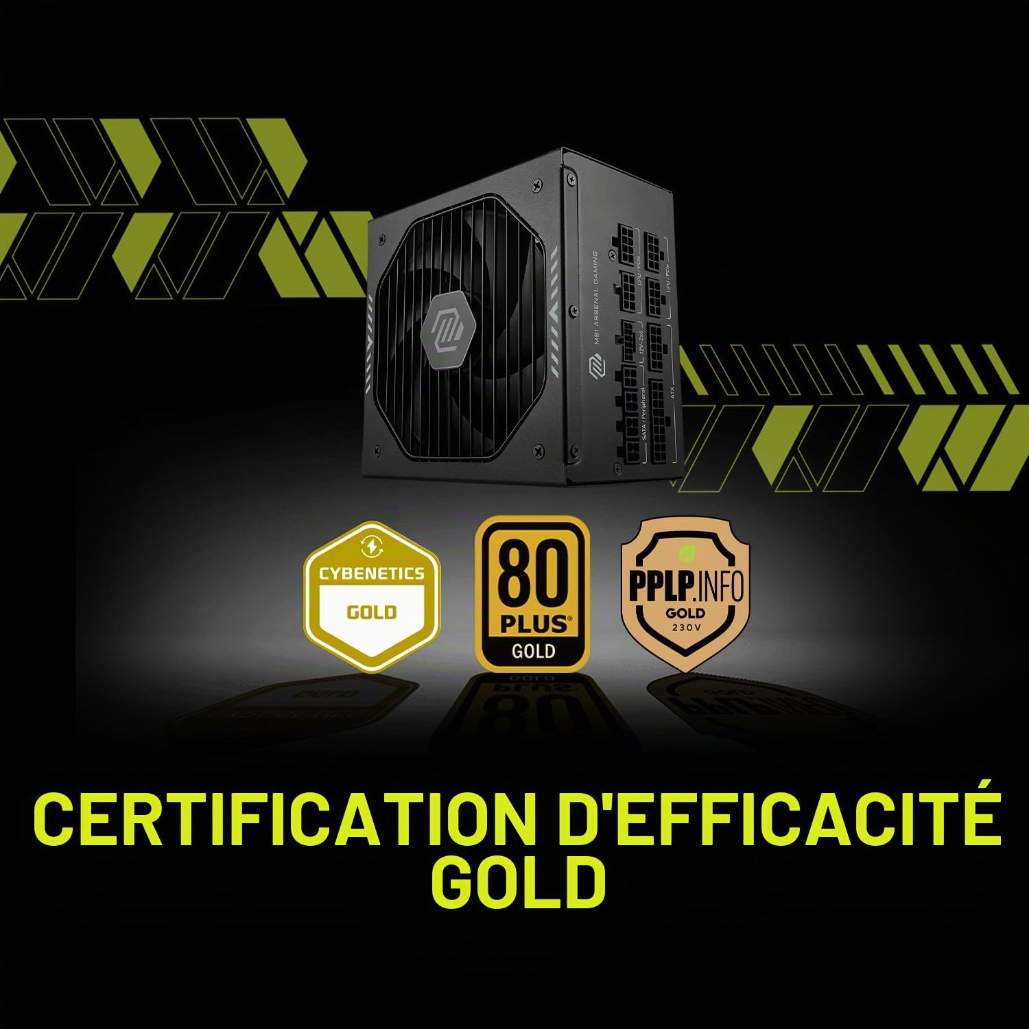 MSI MAG A850GLS PCIE5, Bloc d'alimentation Compact Gaming 850 W entièrement modulaire, 80+ Or, ATX 3.1 et PCIe 5.1 Ready, câble natif Double Couleur 12 V-2x6, Silencieux, câbles de Gaine en Relief