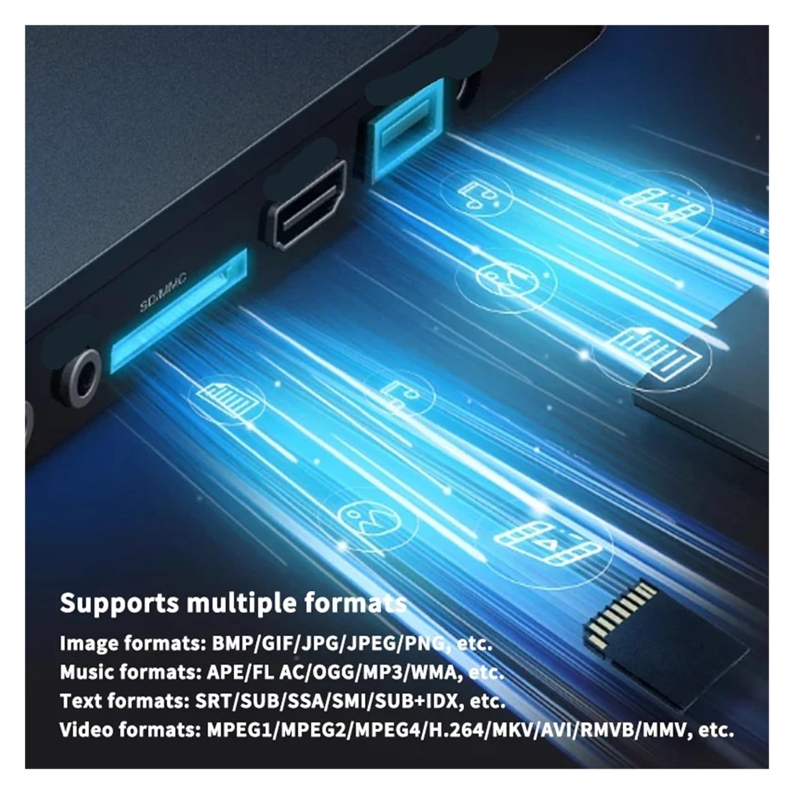 Lettore HD Portatile Pieghevole e Rotante, TV Digitale multimediale Mobile, Supporto for la Riproduzione Locale su Disco U.