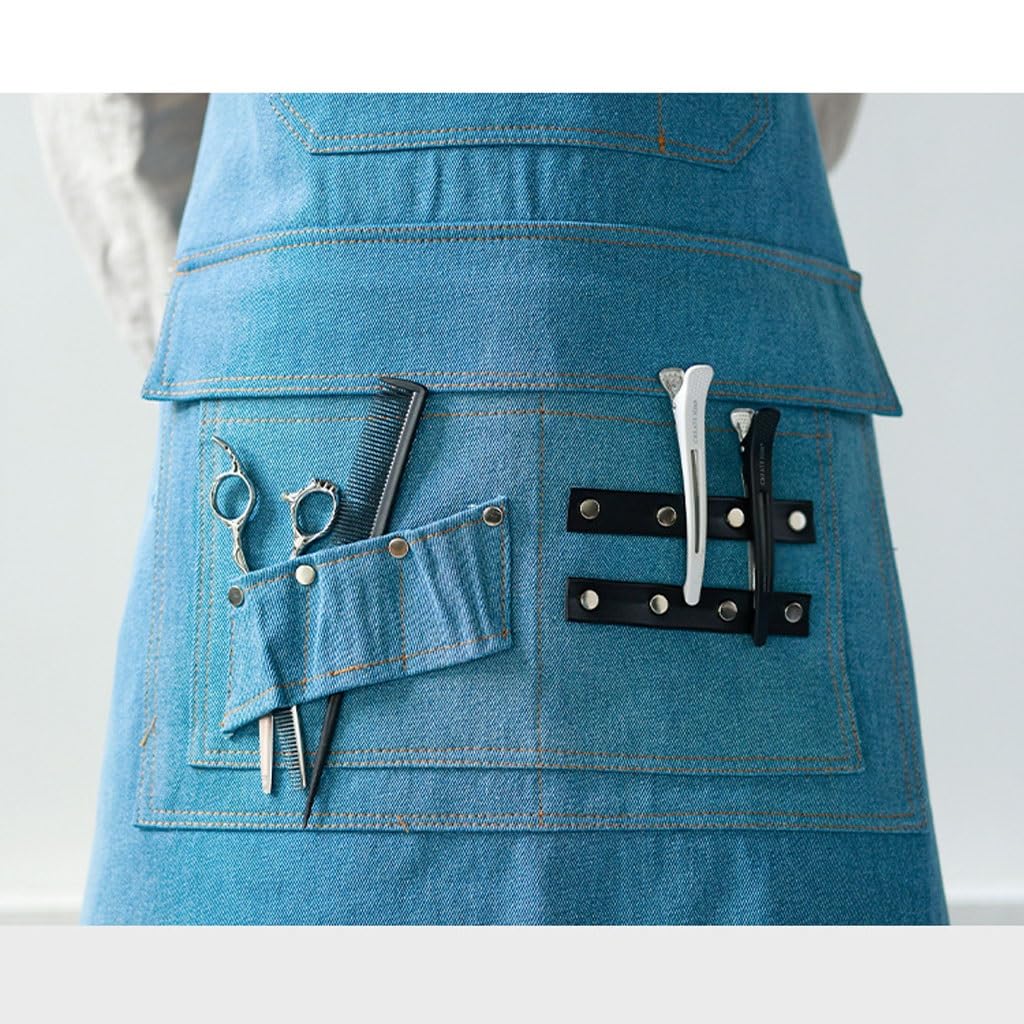 TEESONG Delantal de Chef Delantal Vaquero, floristería, tintorero, panadería, cafetería, Tienda de té con Leche, Pintura, Catering, Ropa de Trabajo for Hombres y Mujeres Delantales para Hombres(A)