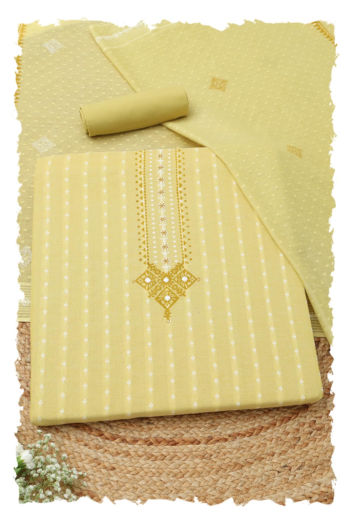 Womens Cotton Ethnic Motifs Printed Dress Material-image-1