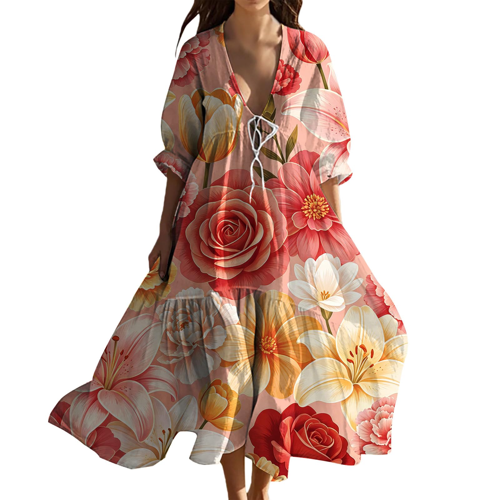 Robe longue à fleurs femme robe d'été ample style bohème chic - 7