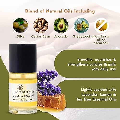 Miniatura 2 de Bee Naturals Kit de cuidado de aceite de uñas y cutículas, aceite de uñas para reparar cutículas, trata la división, la sequedad, las uñas