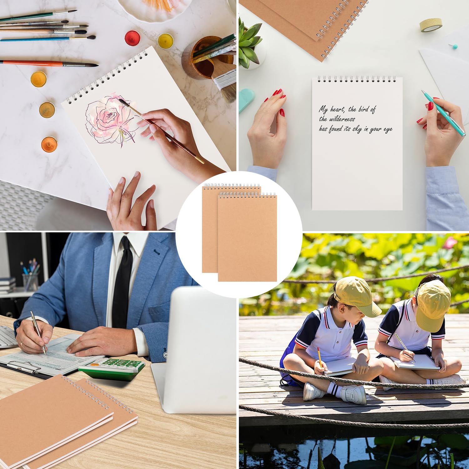 IHDYPPEW Lot de 22 carnets de croquis à spirale, 21,3 x 14,5 cm, A5, sans lignes, vierges pour scrapbooking, journal de la nature et dessin, durable, portable et polyvalent (80 feuilles – 160 pages)