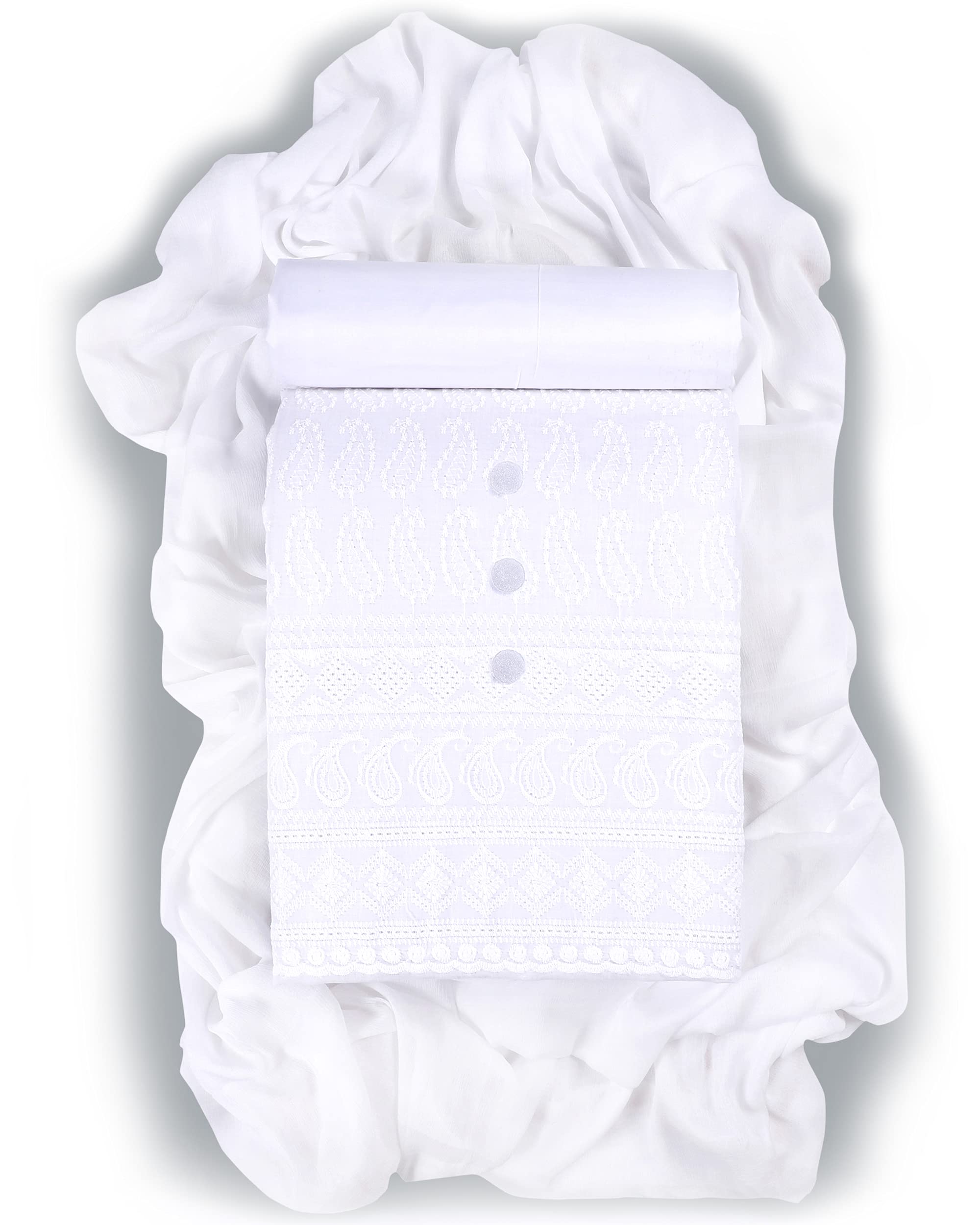 Women's Lucknow Chikankari Cotton Unstitched Salwar Suit Dress Material, 2 Mtr Cotton Salwar(1 top; Free Size)