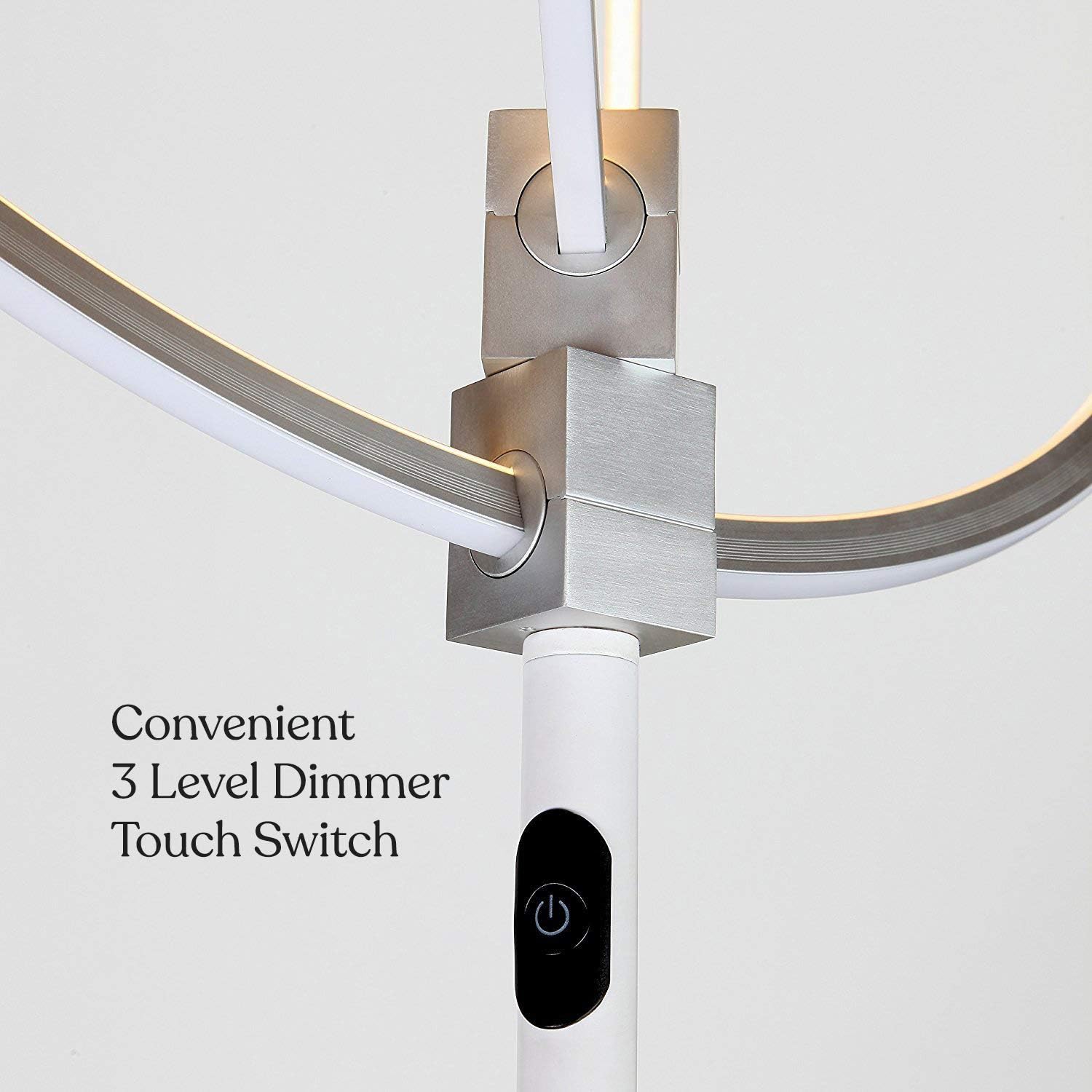 Black Friday - 60% OFF Brightech Eclipse Modern LED Torchiere Floor Lamp - Very High Brightness, Indoor Lamp - Living Room Standing Light - Alternative to Halogen - Built in Touch Dimmer - Silver