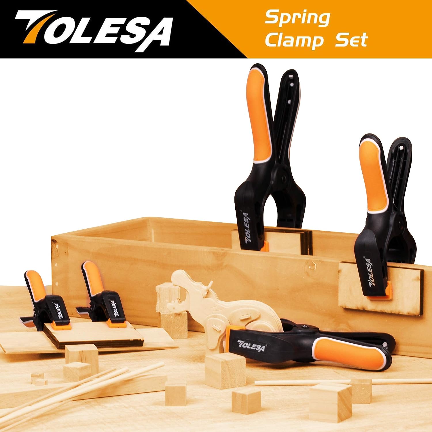 Exсluѕіvе Dіѕсоunt 50% Prісе TOLESA 4-Inch Spring Clamps Powerful Force 8-Piece Nylon Clamp with Double Layer Handle for Gluing, Clamping and Securing