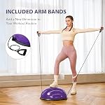 ZELUS Balance Ball Trainer with Resistance Bands & Foot Pump, Inflatable Yoga Ball for Home Gym Workouts, 23 Inch Exercise Half Ball for Balance Training Core Strength Fitness, 330lb Cap