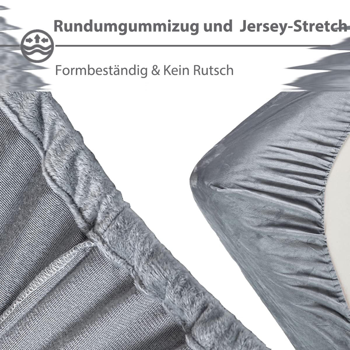 Soifox Jersey Warm Spannbettlaken 90x200cm bis 100x200cm 2er Pack Plüsch Fleece Samtweich Kuschelig Flauschig Cashmere Touch Bettlaken für Boxspringbett Topper Matratze Grau mit Gummizug