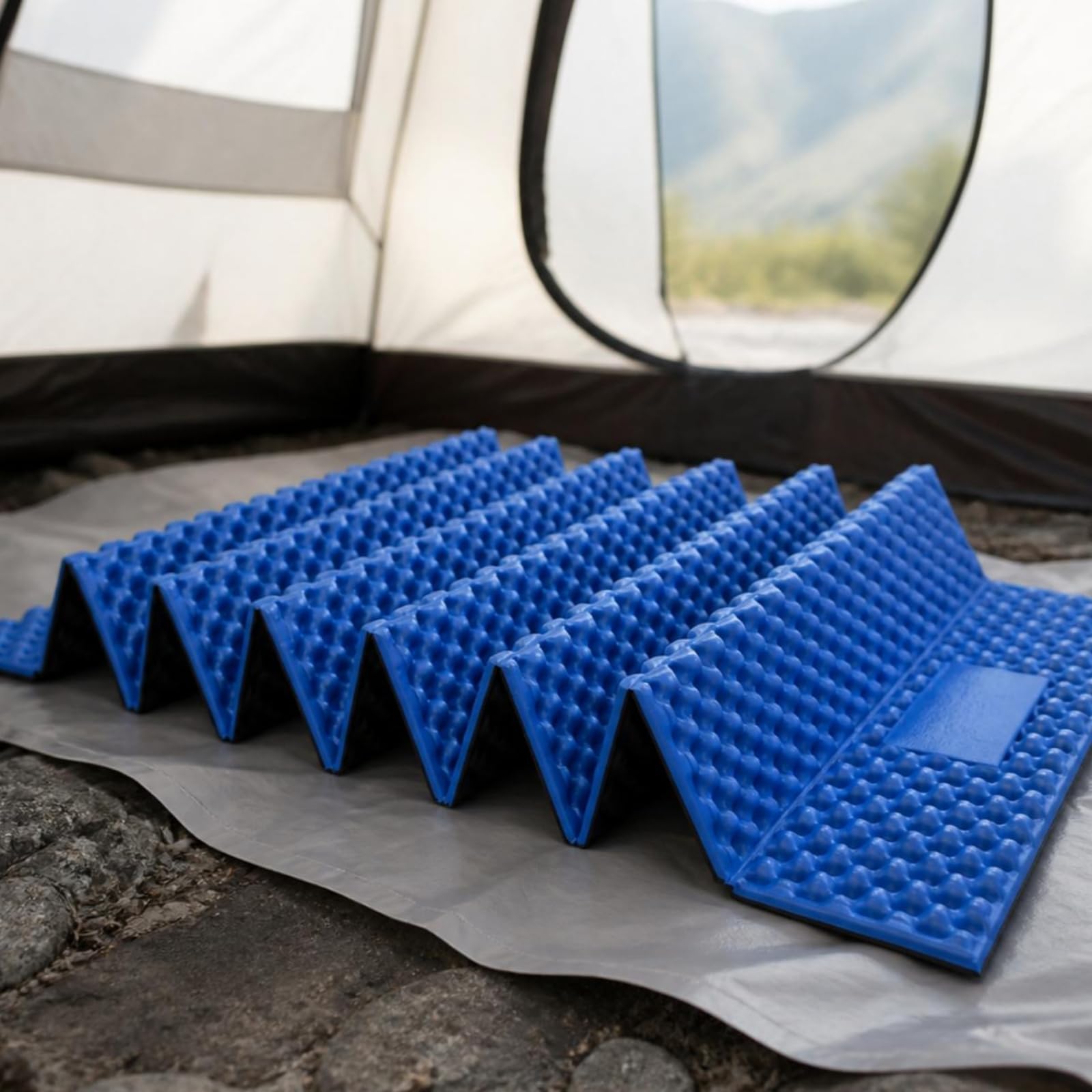 Amagogo Leicht Campingmatte mit Schaumstoff | Strukturierte Eierkarton-Oberfläche, Schlafmatte, Platzsparende Faltkonstruktion, Isoliermatte, für Zelt, Outdoor-Aktivitäten