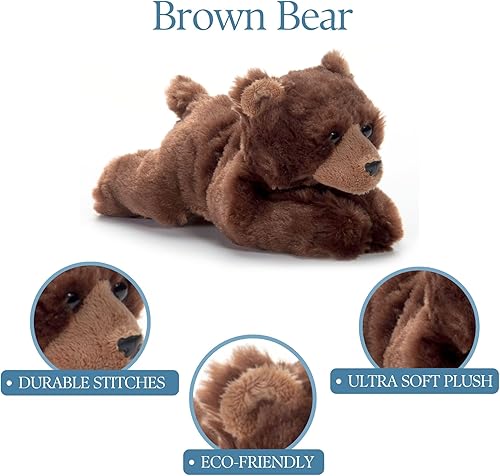 Miniatura 2 de The Petting Zoo Peluche de oso marrón, regalos para niños, animales de vida silvestre Scoopz, juguete de peluche de oso panda, 8 pulgadas