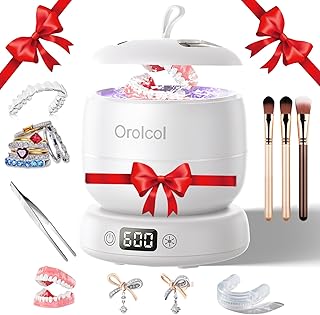Ultrasonic Retainer Cleaner for Invisalign, Jewelry Cleaner Machine,Mouth Guard Cleaner Clean Pod/Night Guard/Aligner/Brace Oral Dental Care,Rings,Gold,Silver,Coin,Waterproof 3 Clean Modes
