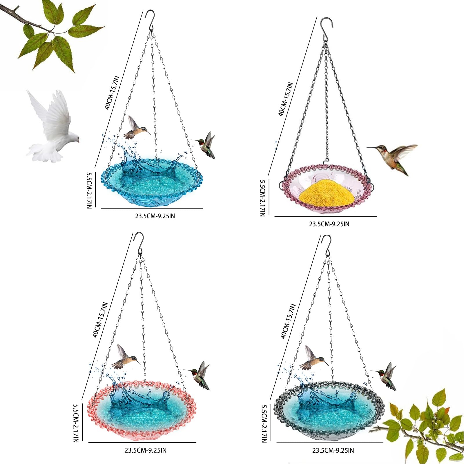 Comederos para Pájaros 2 En 1, Bañera Colgante Bebedero Pájaros Exterior Y Comedero Pájaros Exterior