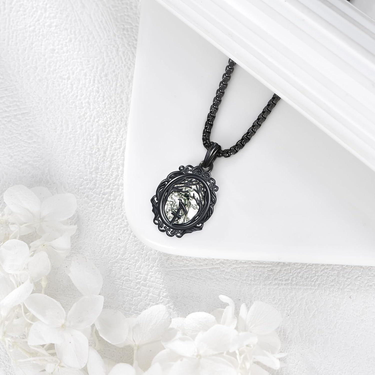 Black Raven Necklace 925 Sterling Silver Goth Crow Pendant Necklace Gothic Raven Jewelry Gift for Women - Image 5