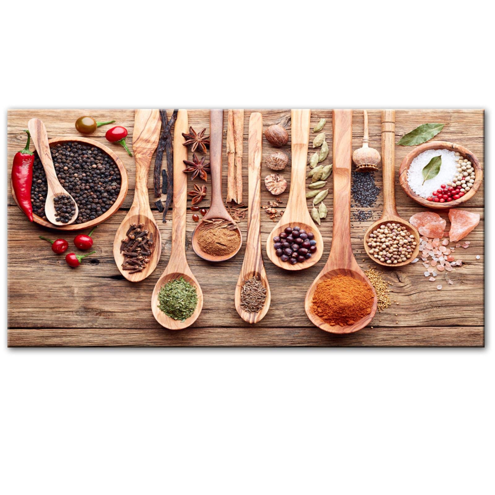 Ciao Artwork cucina immagini decorazione della parete 4 pezzi cucchiaio Couful Spice in tela vintage Wall Art cibo e pittura su tela tesa incorniciato