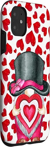 Miniatura 3 de Funda para iPhone 11 con diseño de gnomo de jardín para el día de San Valentín color rosa y rojo