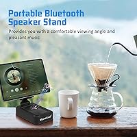 Vista 3 de Soporte para teléfono celular con altavoz Bluetooth inalámbrico compatible con iPhone/Samsung/iPad, soporte de teléfono de diseño antideslizante