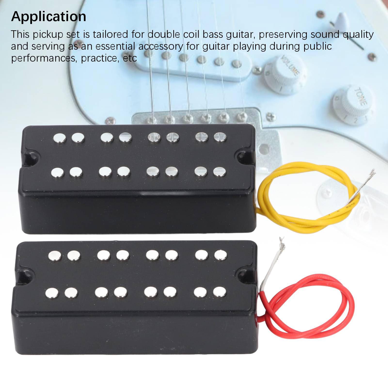Luocute Bass Humbucker Pickups Vintage Tone Zestaw do 4 -strunowego Basu Elektrycznego, Czarne Otwarte w Stylu 2 Otwory Podwójne Cewki, Pickupy Gitarowe z 4 śrubami