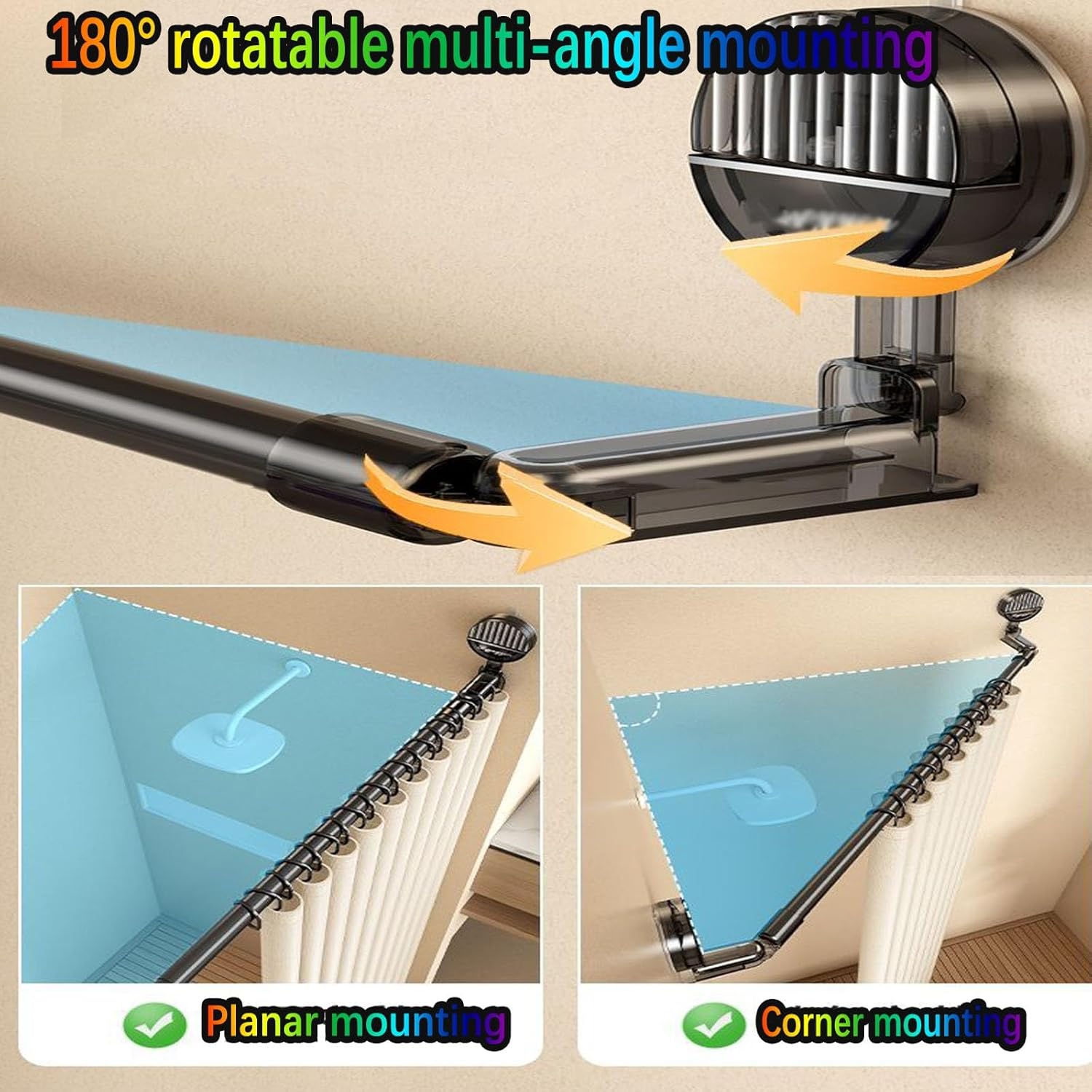 No-Hole Suction Cup Shower Curtain Telescopic Rod, Slipper Rack, Towel Rack, Kitchen Rag Shelf, Pole 95~195cm Extendable(Milky White)