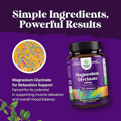 Miniatura 6 de Paquete de cápsulas de glicinato de magnesio de 400 mg y potente L tirosina 500 mg cápsulas - para apoyo al sueño, salud ósea, recuperación