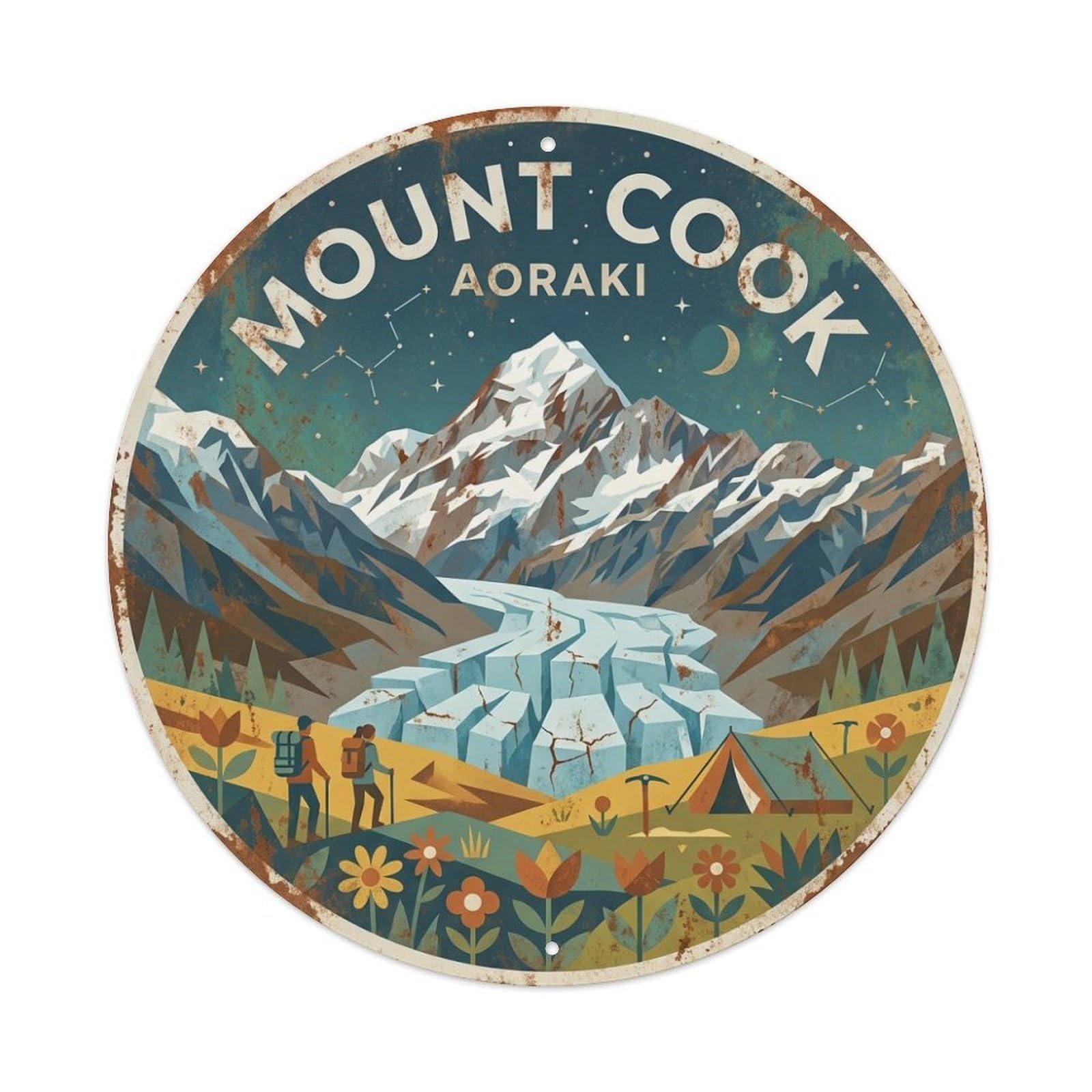 New Zealand Retro Mount Cook Travel Landmark Metal Tin Sign