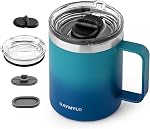 RAYMYLO Mug de café isolé 24 oz, tasse à café en acier inoxydable double paroi avec des lids, fuite-proof & Couvercle de slider amovible pour nettoyer à fond, garde le café froid pour 9 Hrs, adapté pour le bureau d'accueil du camp