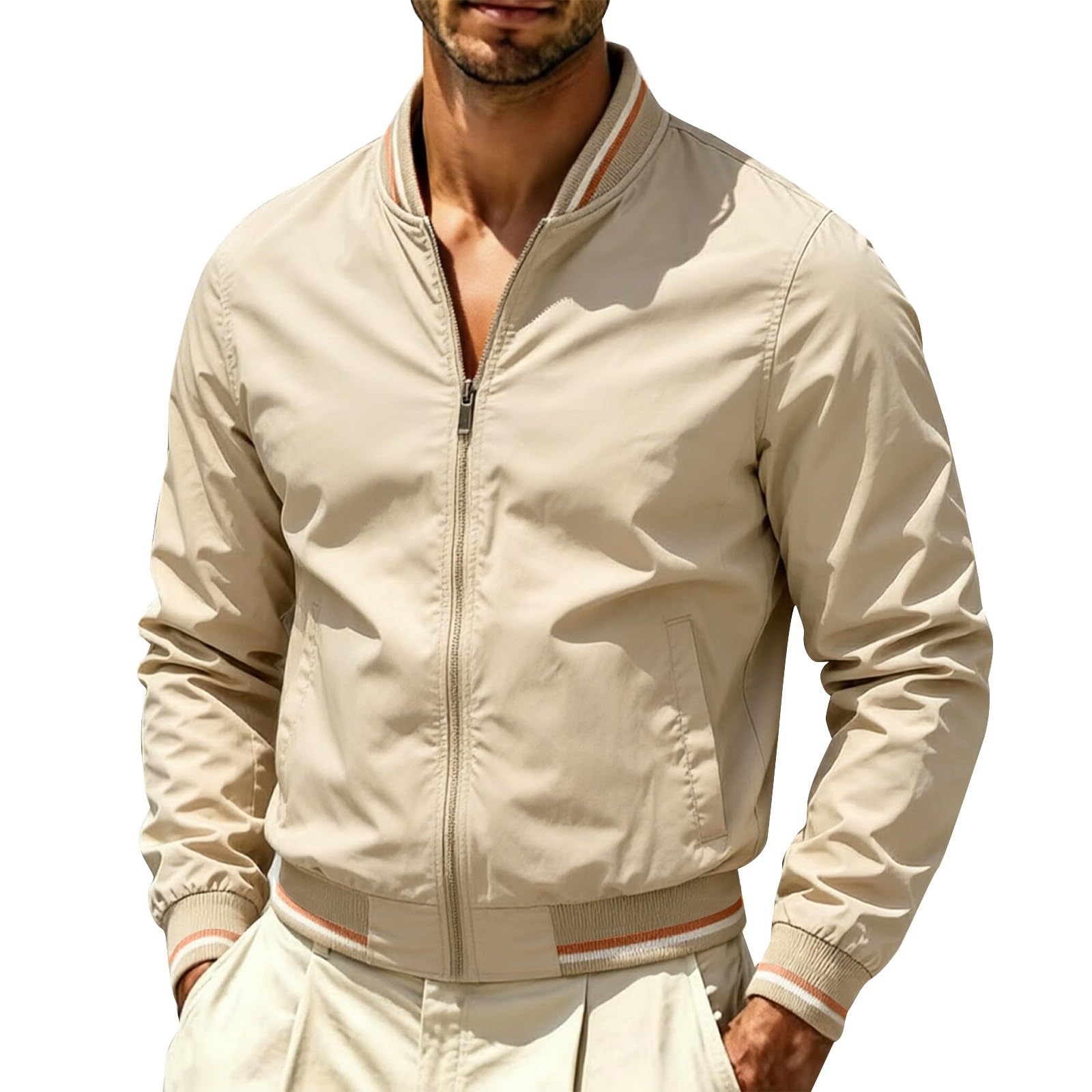 Chaqueta bomber fina para hombre, ligera, de entretiempo, para primavera y verano, chaqueta deportiva informal con cremallera, chaqueta de verano, chaqueta de tiempo libre, chaqueta de piloto