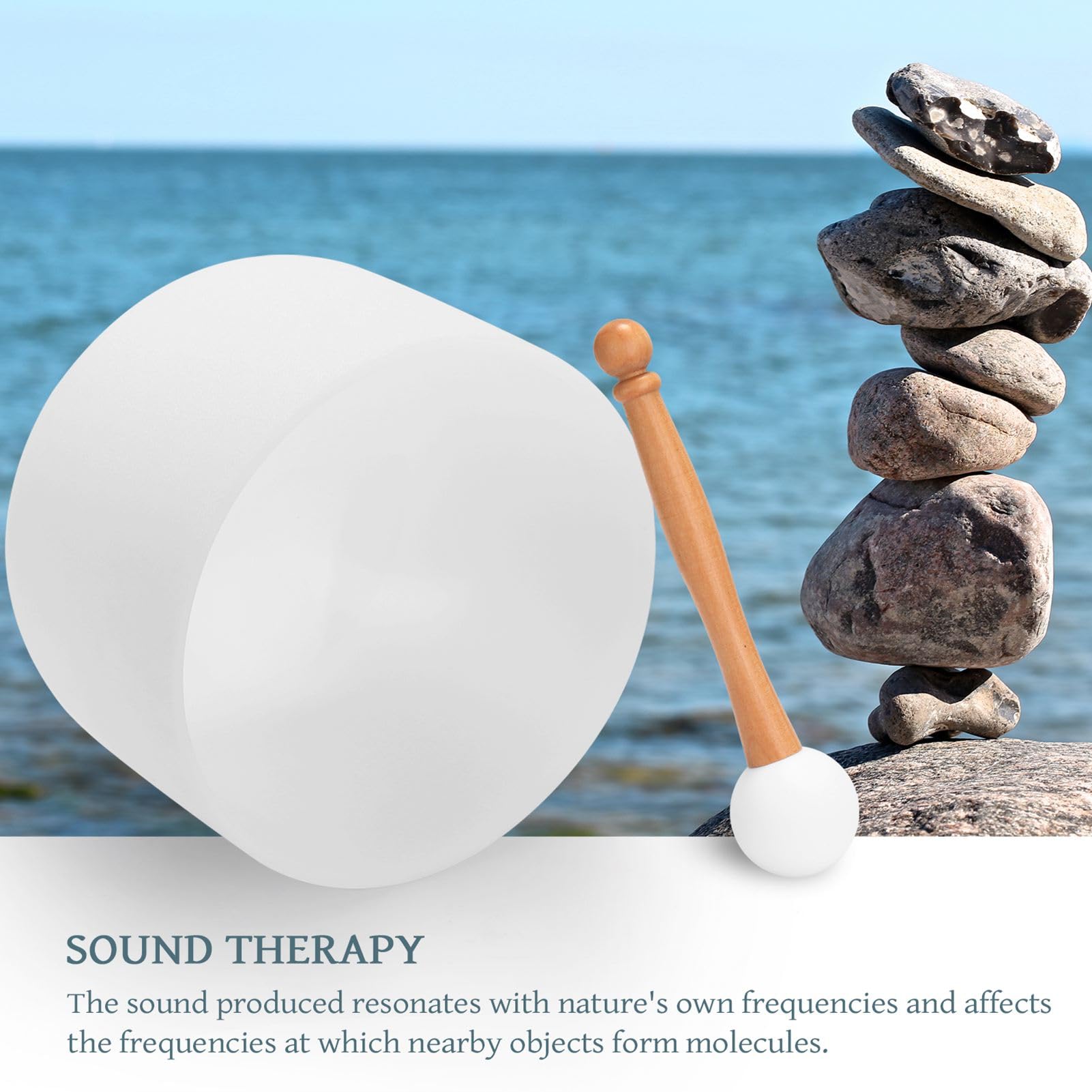 Walmeck Campana Tibetana in Cristallo 440HZ Strumento a Percussione Terapia del Suono Yoga Meditazione Guarigione con Anello in Gomma Antiscivolo Robusto per il Regalo di Relax (Nota C)