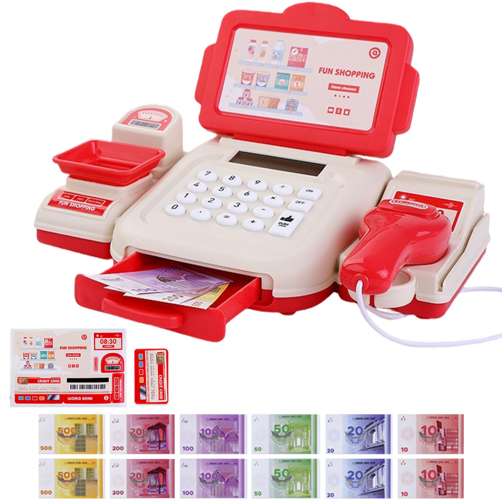 Caja registradora para niños ideal para juegos de rol y supermercado en casa 8