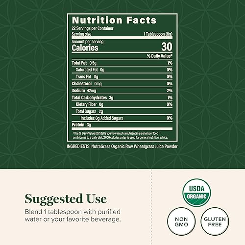 Miniatura 2 de Global Healing - Polvo orgánico de pasto de trigo orgánico de 6.3 onzas (6.35 oz), rico en nutrientes, jugo de pasto de trigo crudo (extracto 331)