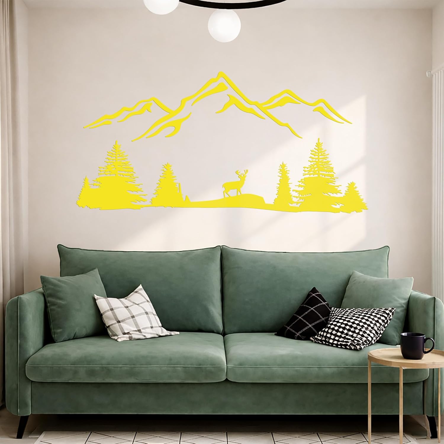 Vinyl Wall Decal Deer Mountains Wildlife Trees Beauty Nature Stickers Mural Large Decor (g1979) Black