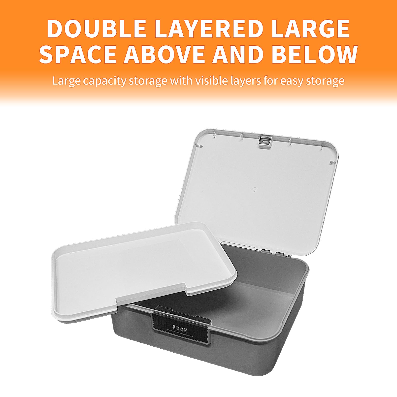Scatola portaoggetti con serratura a combinazione, organizer sicuro per farmaci, snack, prodotti per la pulizia, cancelleria, ideale per casa, ufficio e scuola (grigio, 16 L)