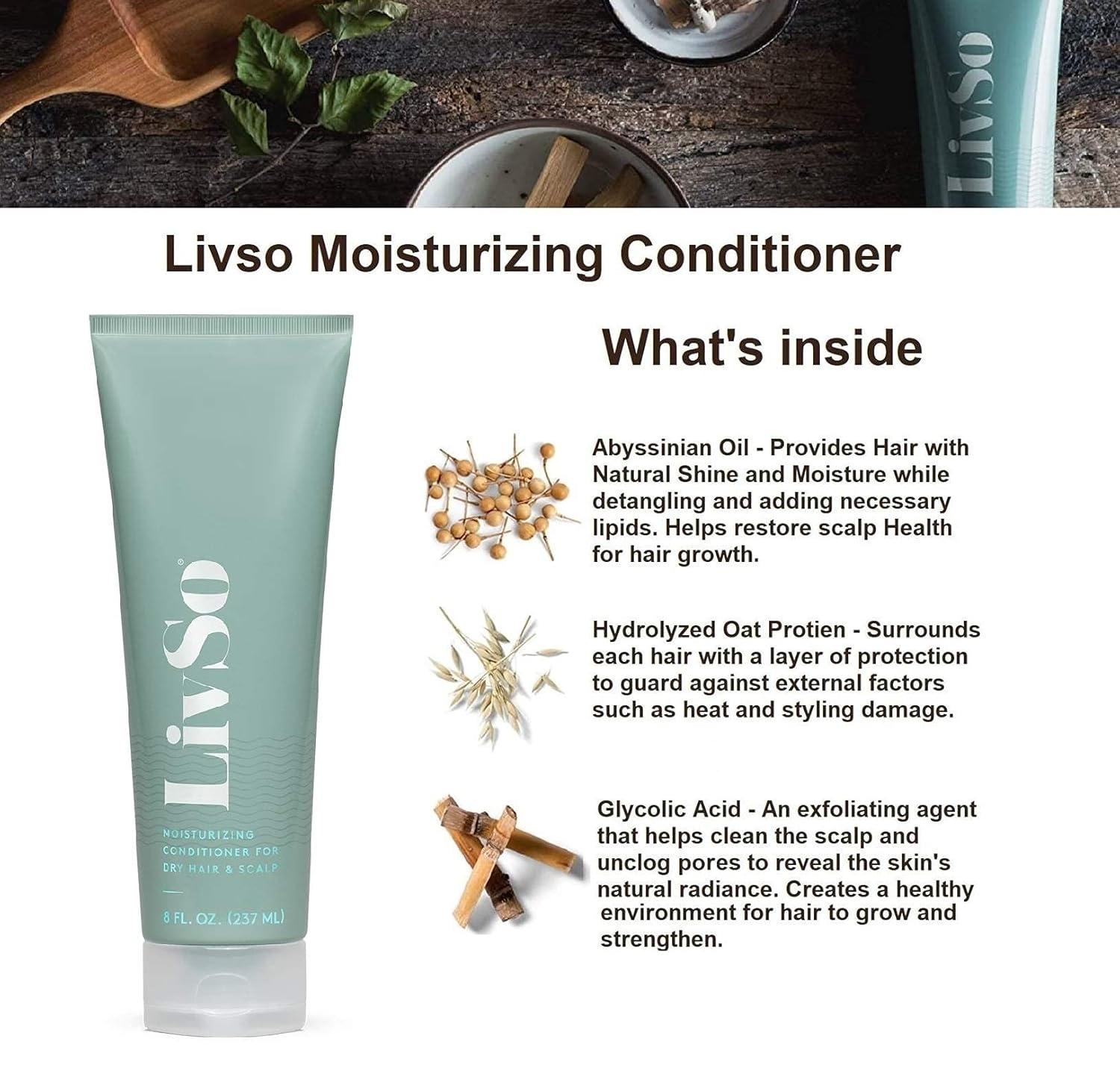LivSo Complete Hair and Scalp Moisturizing Solution - Shampoo, Conditioner and Lotion - Naturally Derived - Fresh Feel Product - A Little Bit of LivSo Goes a Long Way