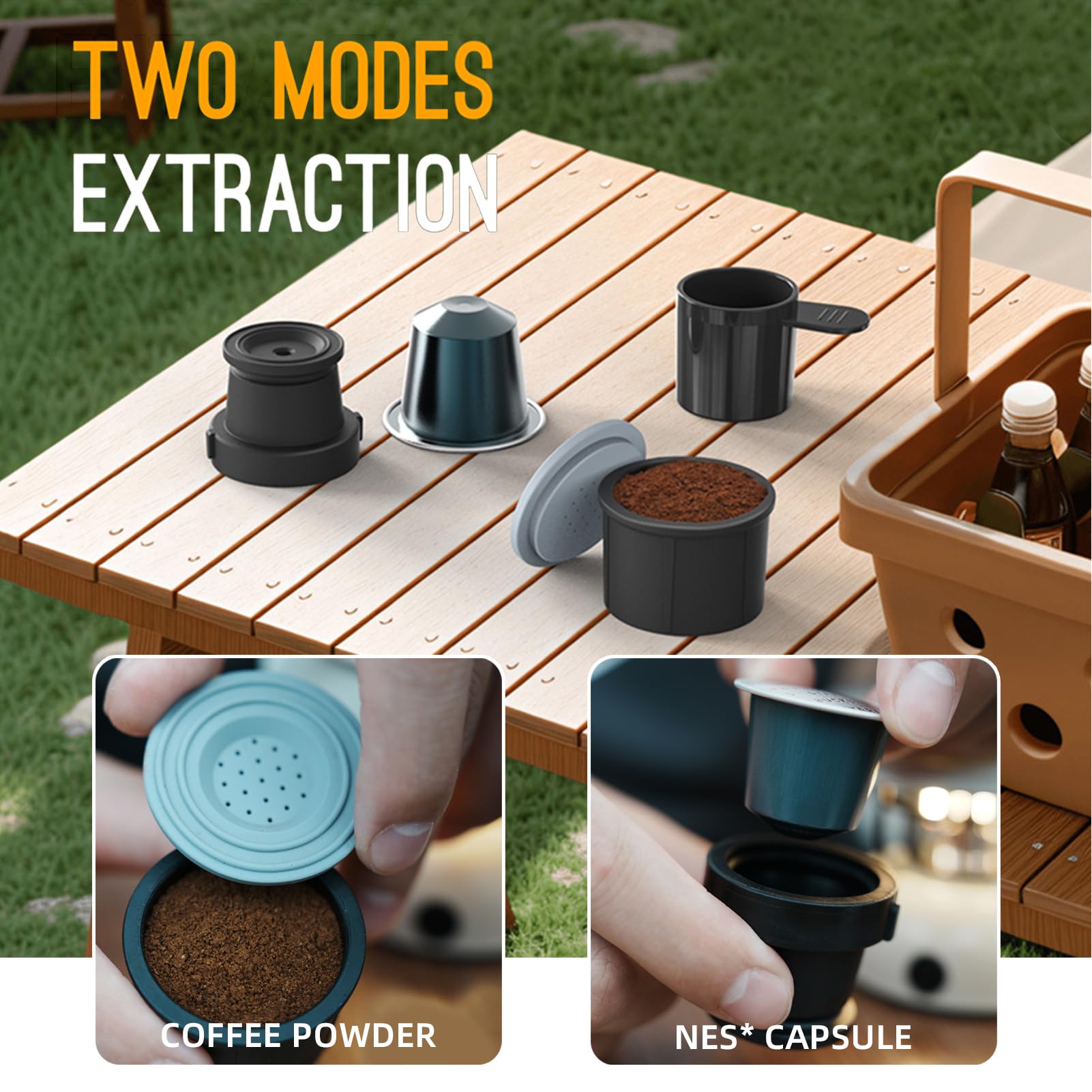 Compacta Prensada a Mano con Tanque de Agua de 80 Ml y Taza 120 Ml, Portátil para Caminatas y Viajes, Prensa Manual para un Auténtico Sabor a (Blanca)