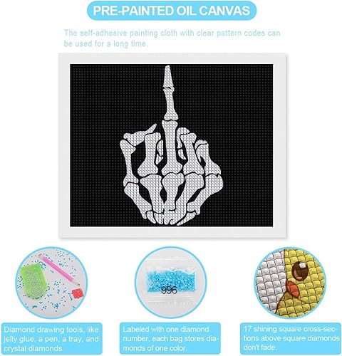 Miniatura 6 de Fuck Off - Kit de pintura de diamante 5D con dedos medios, imágenes de taladro completo, manualidades para decoración de pared del hogar, para