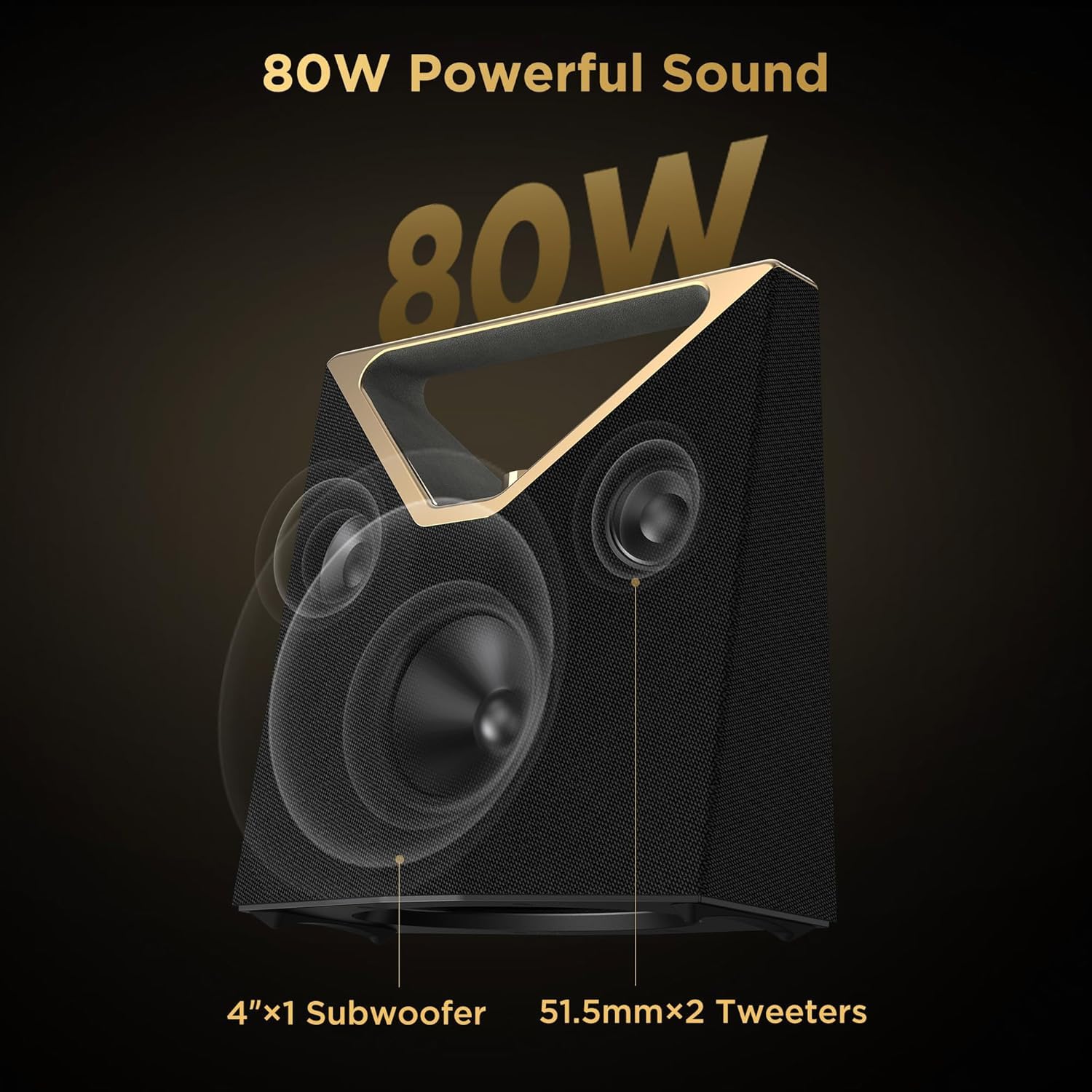 BUGANI Brief Plus Bluetooth Speaker Portable 80W, 12H Long
